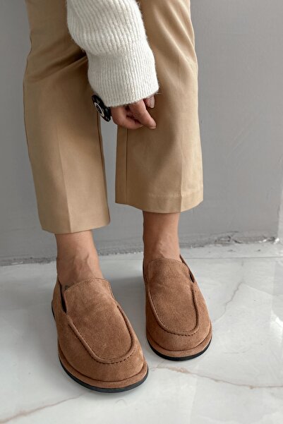 Shoebutik Barrel Tan Suede Women's Loafer