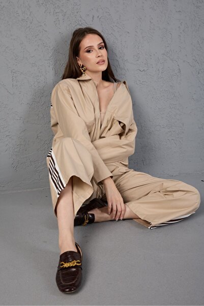 amurpars Stripe Detailed Jacket Pants Set