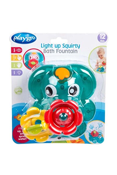 Playgro Light Up and Squirty Bath Fountain, Interactive Elephant Bath Toy with LED Light and Water S