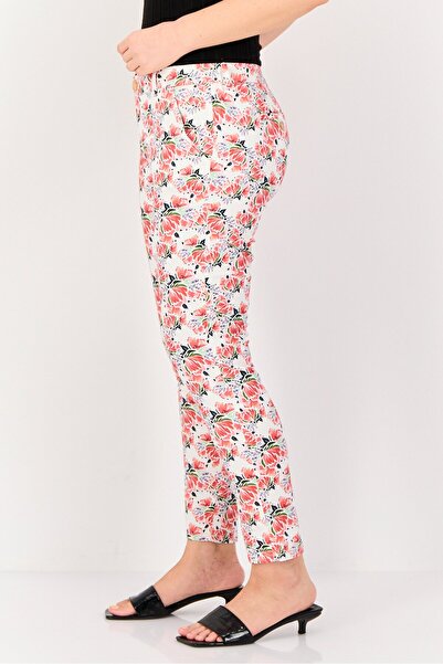 Reiko Women Cropped Fit Floral Print Chino Pants, Multicolor
