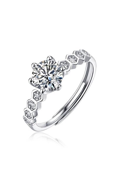 UNA VIDA Inel Casablanca cu diamant Moissanite, argint 925, mărime reglabilă