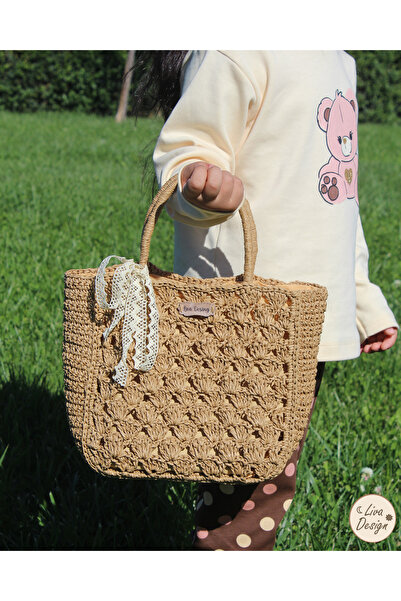 livadesign7 El Yapımı Kağıt İp Astarlı Küçük El Çantası / Bohem tarz