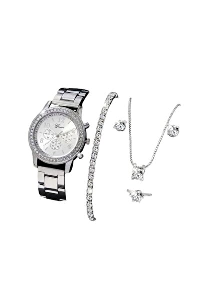 Tessero Women's Watch & Jewelry Set, Chronograph, Bracelet, Earrings, Pendant Necklace, Ring, Quartz Mechani