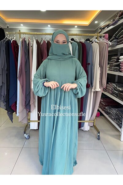 Yüsra Collection Ferace Tesettür Aerobin Elbise