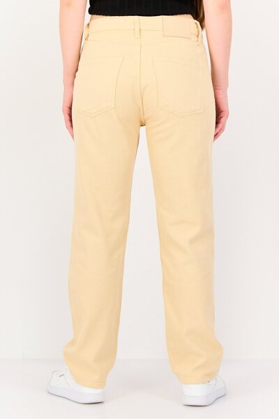 Reiko Women Regular Fit Solid Straight Leg Pants, Baige