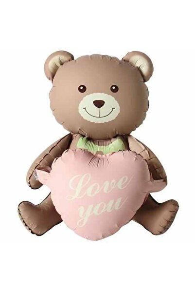 Generic Brand Pink Heart Sitting Bear Foil Balloon