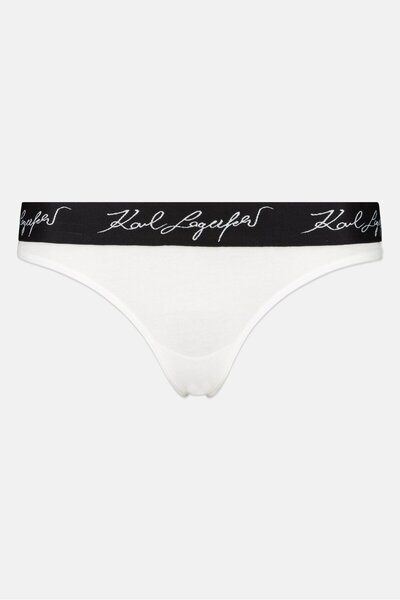 Karl Lagerfeld Women Brand Logo Thong Panty, White