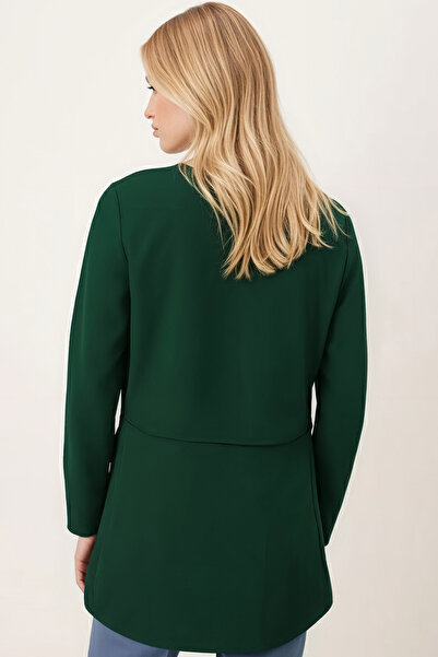 armonika Women's Emerald Waist Stitched Long Jacket Arm-26K001017