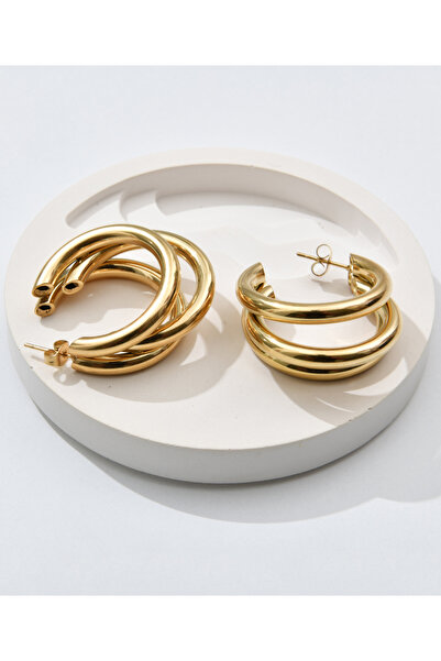 üçlü küpe gold