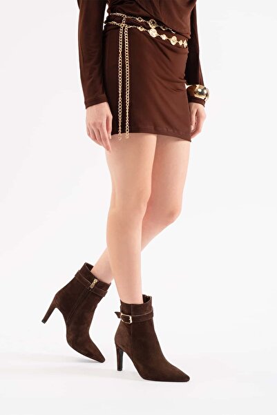 Louis Cardy Moon Brown Suede Leather Women's Heeled Boots