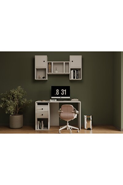 Nettrends 2 Kapak 2 Çekmeceli Duvar Üniteli Çalışma Masası Depolama ve Home O...