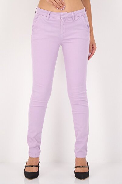 Reiko بنطلون تشينو سادة بقصّة عادية للنساء، أرجواني باهت