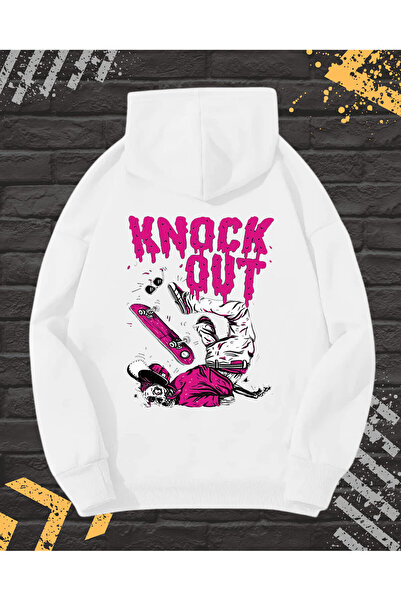 OEM Men's Sweatshirt with Front-Back Print, Degraded, Cotton, White, XXL INTL