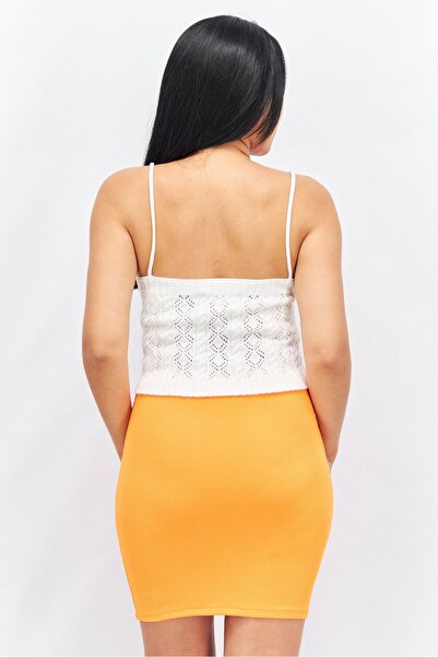 Missguided Women Square Neck Sleeveless Textured Crop Top, White