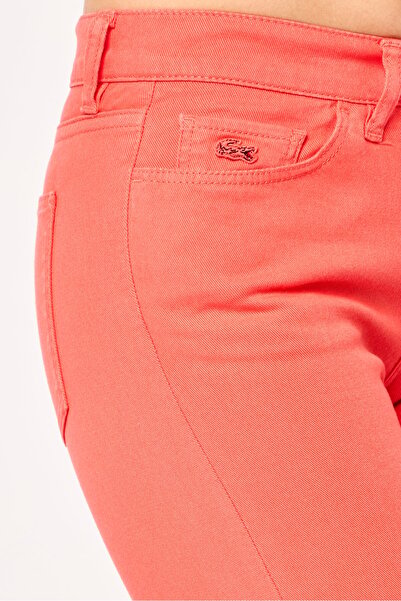Lacoste Women Slim Fit Solid Stretchable Jeans, Dark Orange
