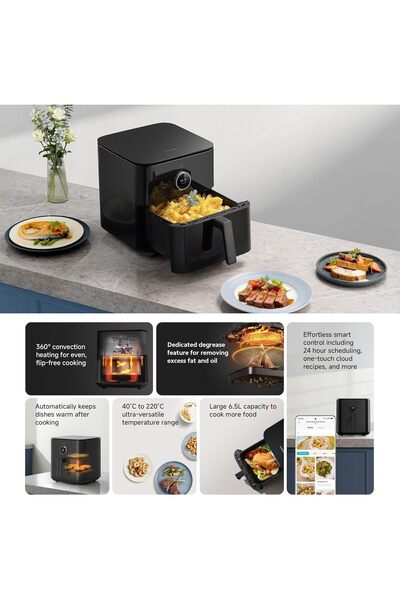 Xiaomi Smart Air Fryer 6.5L 1800W 100 Recipes OLED Display Adjustable Temperature 40-220°C Even Coo