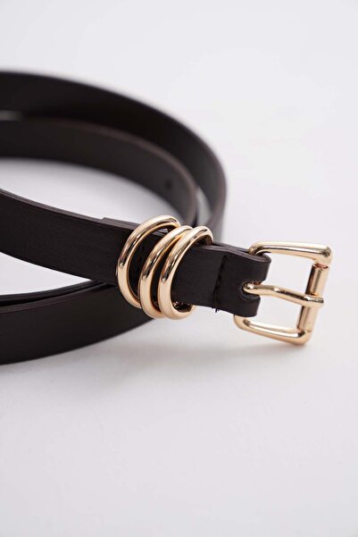 Çantacımstore Жіночий ремінь з трьома пряжками, золотисто-коричневий