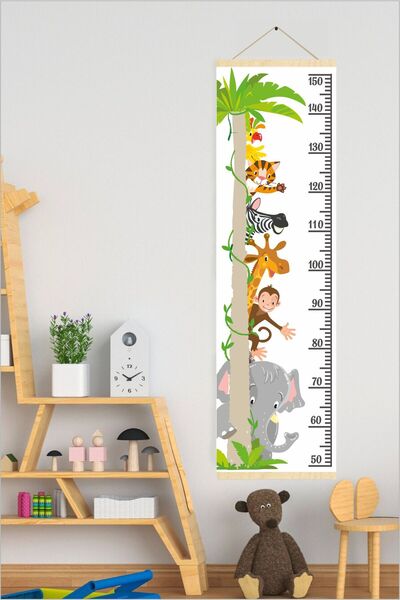 Piksel Grafik Μετρητής ύψους από καμβά με ζώα σαφάρι - Μετρητής ύψους για παι...