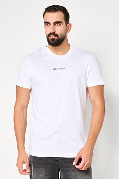 Dolce&Gabbana Men Crew Neck Short Sleeve Brand Logo T-Shirt, White
