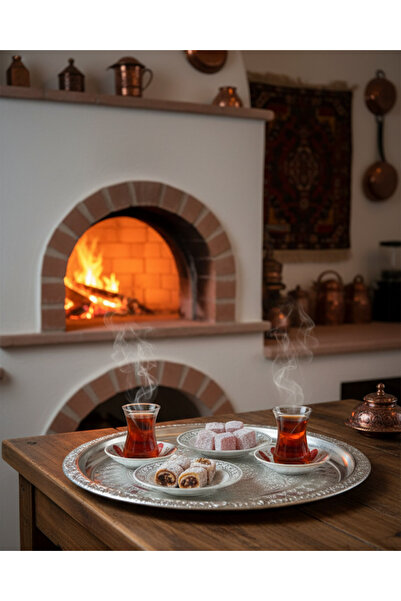 AiroBazar Copper Tray - Copper Embroidered Tray - 34 cm