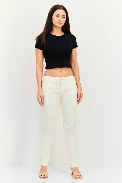 Reiko Women Regular Fit Solid Chino Pants, Off White
