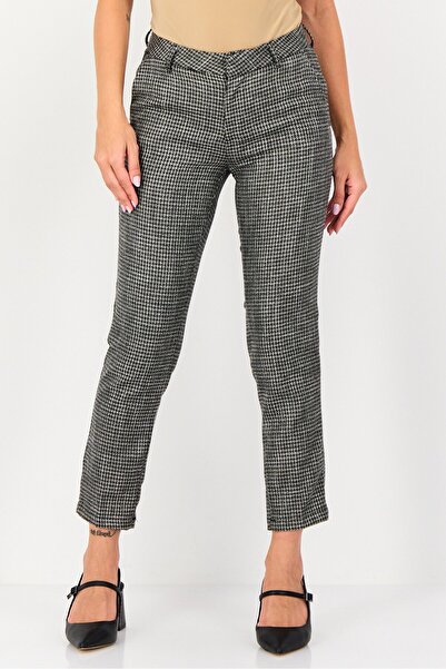 Reiko Women Cigarette Fit Houndstooth Print Dress Pants, Multicolor