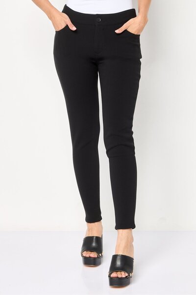 Lacoste Women Slim Fit Brand Logo Straight Leg Pants, Black