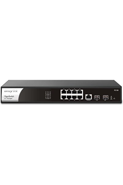 DRAYTEK VigorSwitch P2100، مفتاح مُدار بـ 8 منافذ Gigabit PoE Layer 2+، منفذي...
