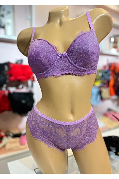 BUTİK SAKURA طقم حمالة صدر برايليت جذابة باللون الأرجواني