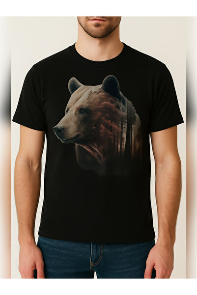 TİMİSİVA Μπλουζάκι Unisex oversized BEAR AND NATURE με τύπωμα Βαμβακερό με κο...