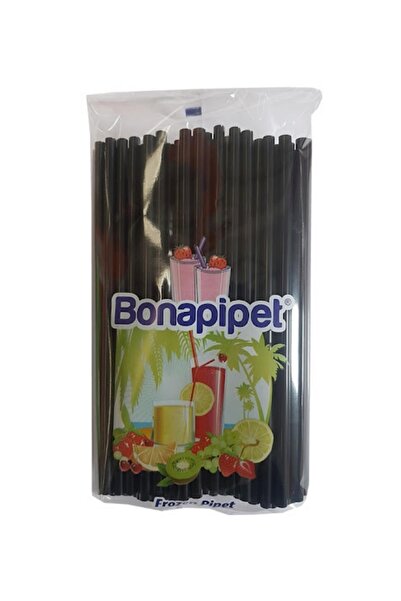 bonapipet Düz Renkli Pipet Siyah 200'lü