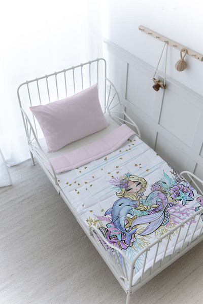 Tuğba Kuğu Organik Baskılı Montessori (100x200 Cm) Yorgan Seti - Iconic Seris...