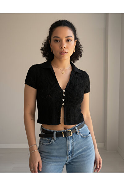 Buklemoda Bucletă cu guler polo cu mânecă zero