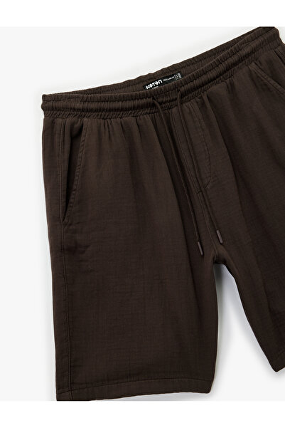 Koton Cotton Regular Fit Shorts with Pockets and Lace-Up Waist