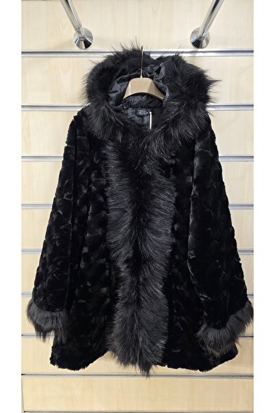 Park Moda Черно палто с кожена яка