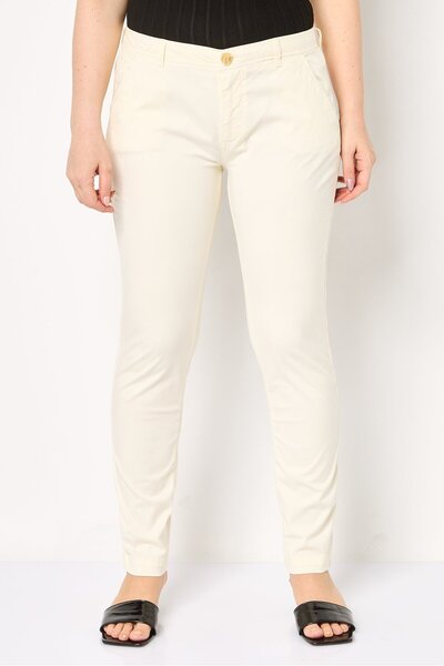 Reiko بنطلون تشينو نسائي سادة، كريمي