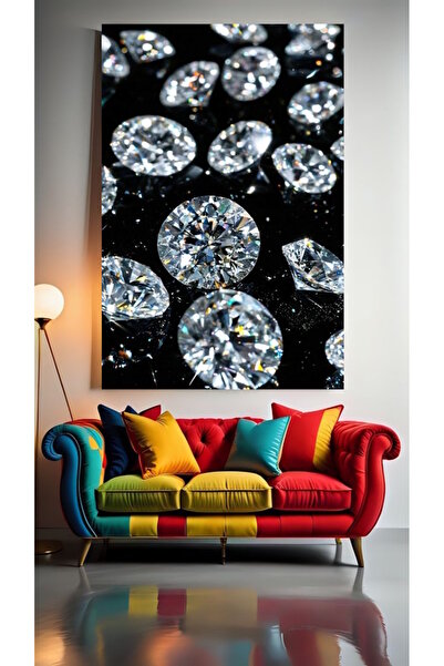 özkacar PARILDAYAN ELMASLAR 1 Ev Duvar Salon Güzellik Salonu Ofis Dükkan Dekarasyon Kanvas Tablo