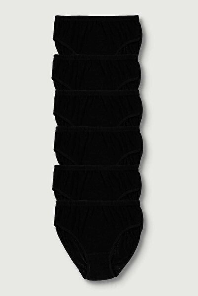 Tutku Kadın Siyah 6'lı Paket Ribana Bato Külot ELF568T0922CCM6-SİYAH-M