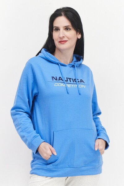 Nautica Women Hooded Neck Brand Logo Sweatshirts, Blue