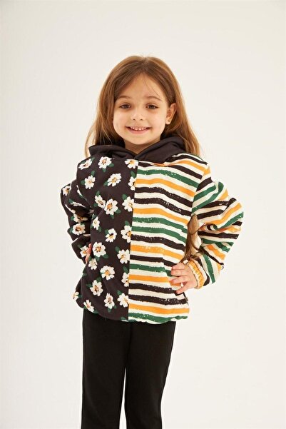 Hilal Akıncı Kids Devojčica, plava majica sa kapuljačom i printom