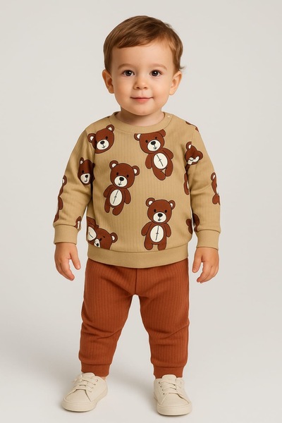 bebekyol Teddy Bear Printed Baby Set