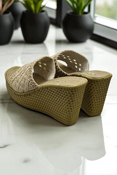 ISPARTALILAR 2503 10.5 cm Wedge Heels Women's Slippers Shoes Wedding Engagement Evening Dress Women's Shoes