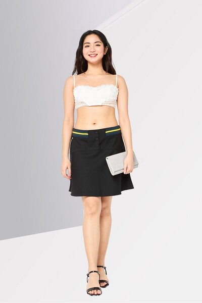 Lacoste Women Embroidered Logo Midi Skirts, Black