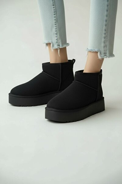 Modafırsat Kadın Bot Süet İçi Kürklü Kalın Taban Mini Kısa Bilekte Günlük Bot