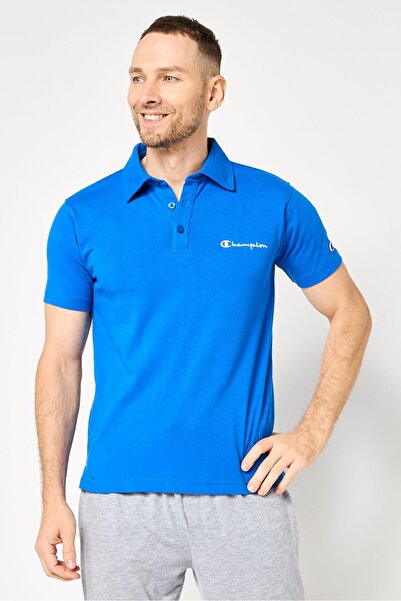 Champion قميص بولو رجالي رياضي بأكمام قصيرة مناسب للأنشطة الخارجية، أزرق