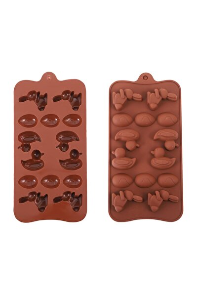 LUXER Forma Din Silicon Pentru Bomboane De Ciocolata Sau Jeleu, 4 Iepurasi, 4 Rate si 6 Oua, 20.5x10.3 cm