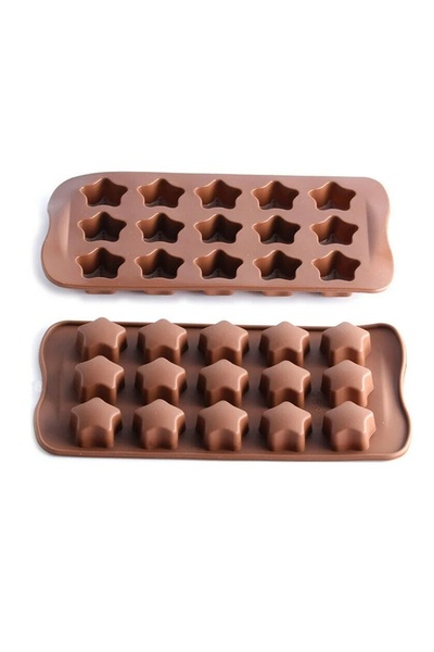 LUXER Forma Din Silicon Pentru Bomboane de Ciocolata sau Jeleuri, 15 x Forma Steluta, 21x10 cm,