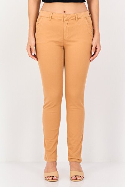 Reiko بنطلون تشينو سادة بقصّة عادية للنساء، بني