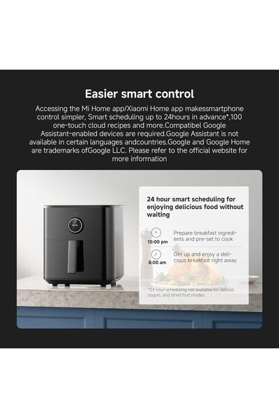 Xiaomi Smart Air Fryer 6.5L 1800W 100 Recipes OLED Display Adjustable Temperature 40-220°C Even Coo