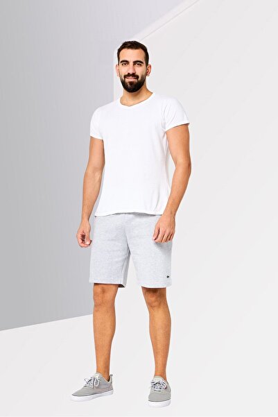 Lacoste Men Regular Fit Embroidered Logo Basic Shorts, Grey